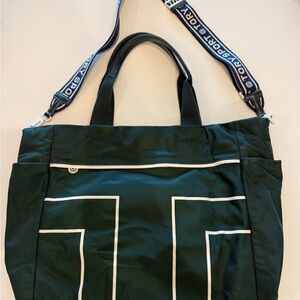 Tory Sport Dark Green Tote with Logo Strap